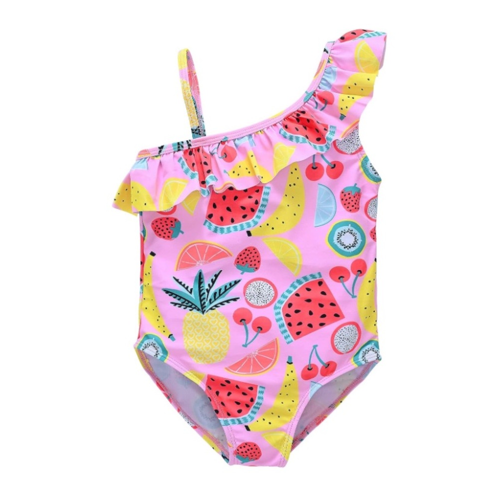 KAVKAS Baby Girl Fruit Tropical Ruffled One Piece Swimsuit